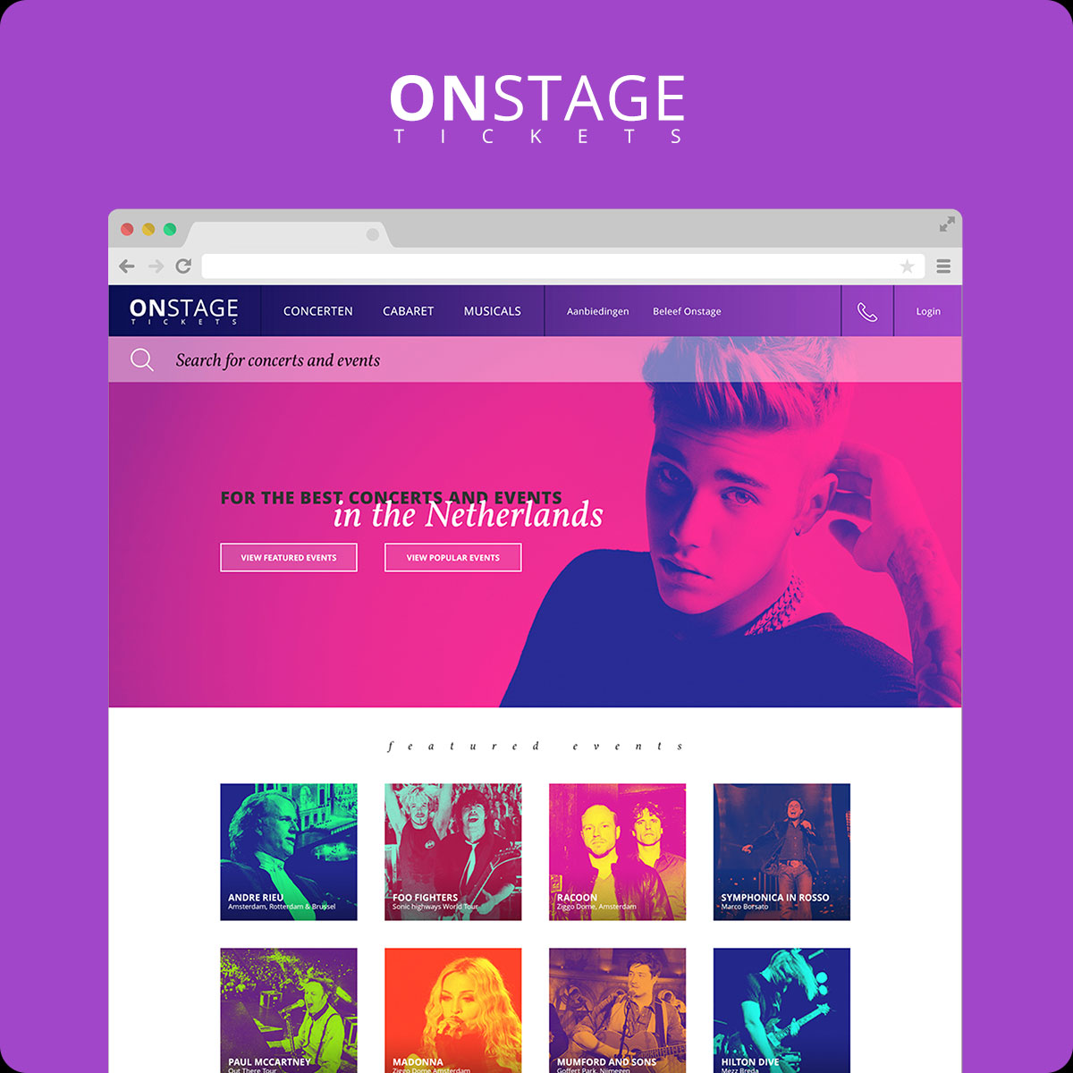 On Stage Ticket homepage